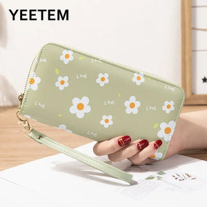 Spring Flower Pu Long Wallet Pink Ladies Hand Wallet