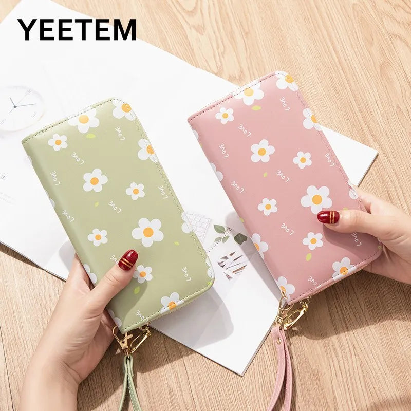 Spring Flower Pu Long Wallet Pink Ladies Hand Wallet