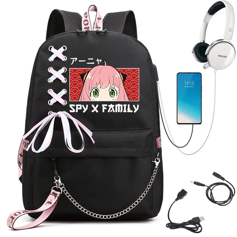 Spy X Family Anya Cosplay Backpack Lady Laptop Cartoon Backpack Bookbag