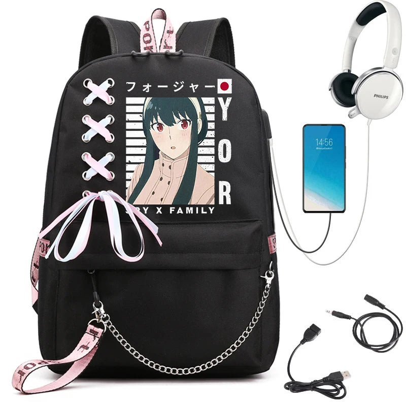 Spy X Family Anya Cosplay Backpack Lady Laptop Cartoon Backpack Bookbag