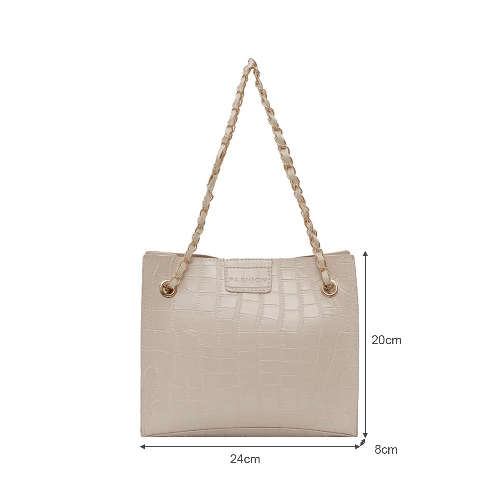 Square Bags Women Large Capacity Handbags PU Leather Stone Pattern Shoulder Mess