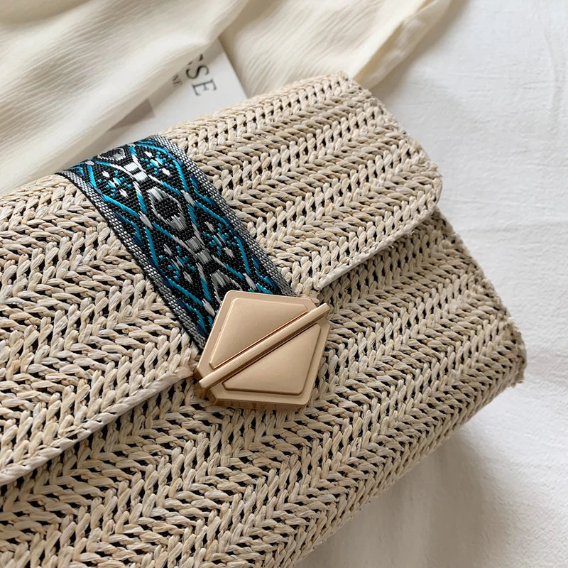 Square Rattan Bags Wild Woven Crossbody Bags For Women Straw Handbag Bags