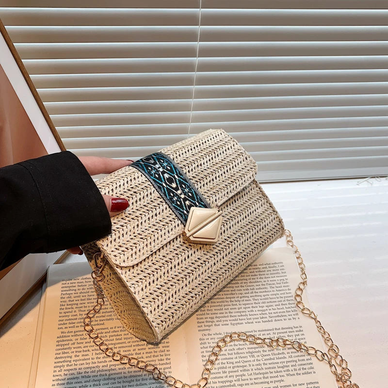 Square Rattan Bags Wild Woven Crossbody Bags For Women Straw Handbag Bags