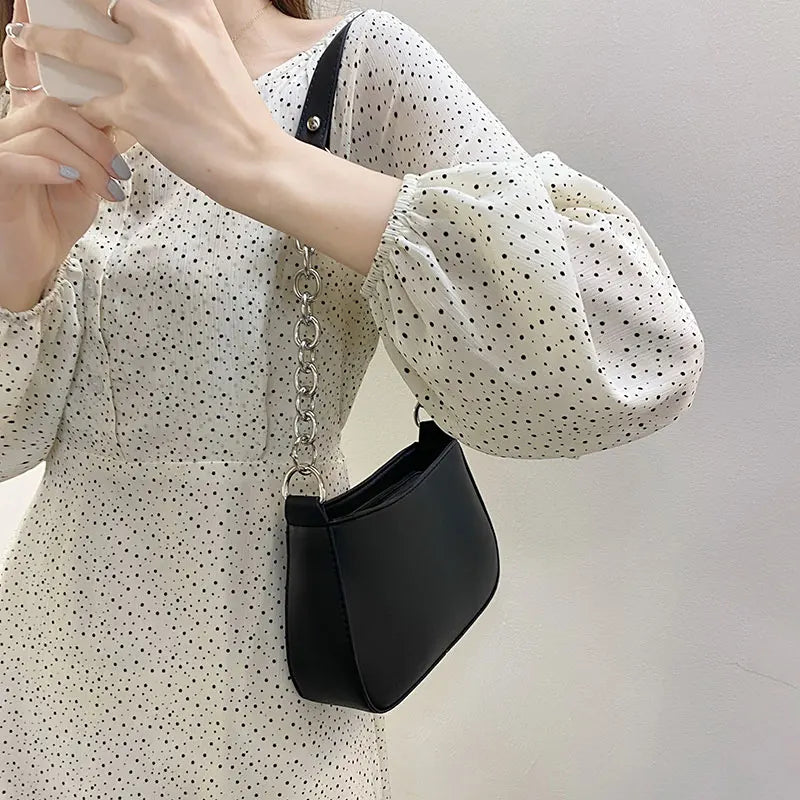 Square Zipper Shoulder Bags Women Chain Cross Body Basic Leisure