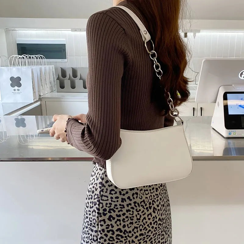 Square Zipper Shoulder Bags Women Chain Cross Body Basic Leisure