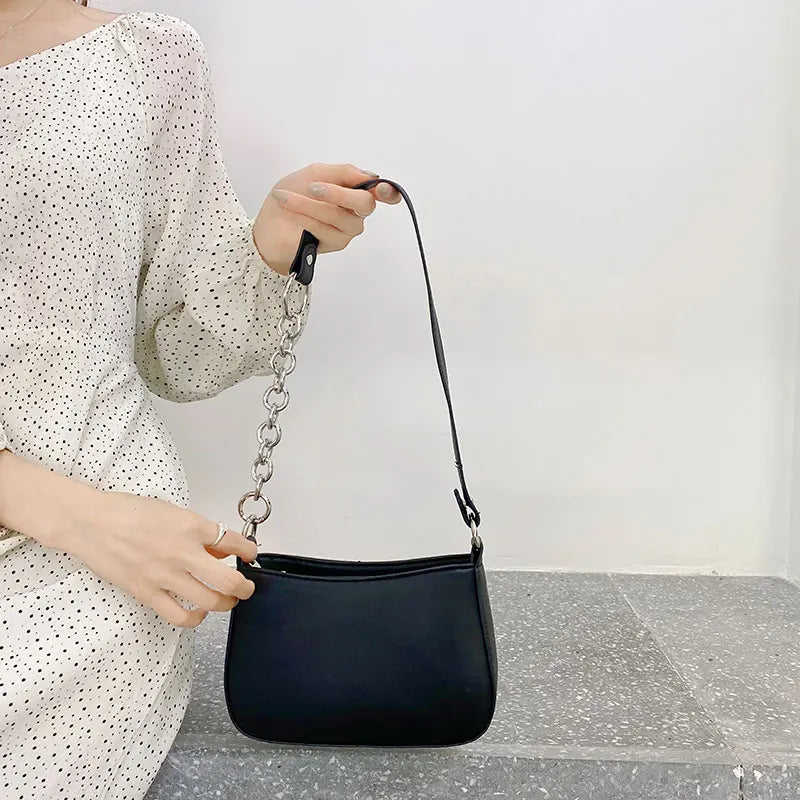 Square Zipper Shoulder Bags Women Chain Cross Body Basic Leisure
