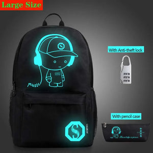 Star Nightlight School Backpacks Children Shoulder Bag Canvas Printing Backpack