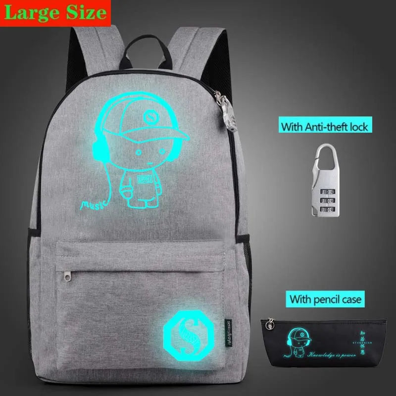 Star Nightlight School Backpacks Children Shoulder Bag Canvas Printing Backpack