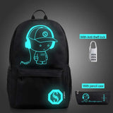 Star Nightlight School Backpacks Children Shoulder Bag Canvas Printing Backpack