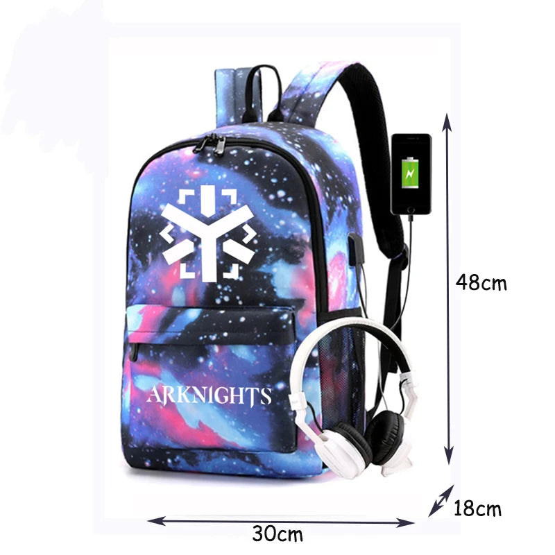 Arknights Backpack Anti-Theft Rucksack USB Charging Laptop Bag