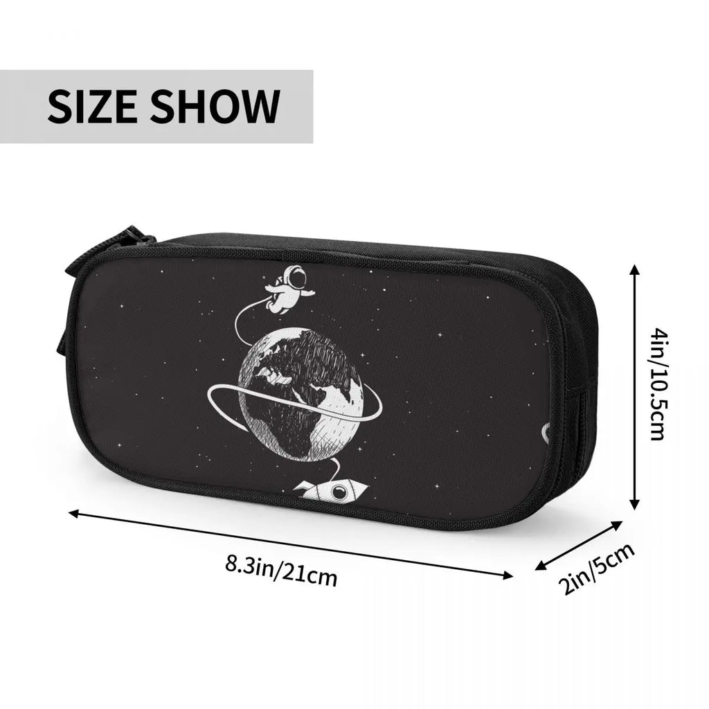 Cartoon Spaceman Pencil Case Double Cabinet Boys Girls Cosmetic Bag