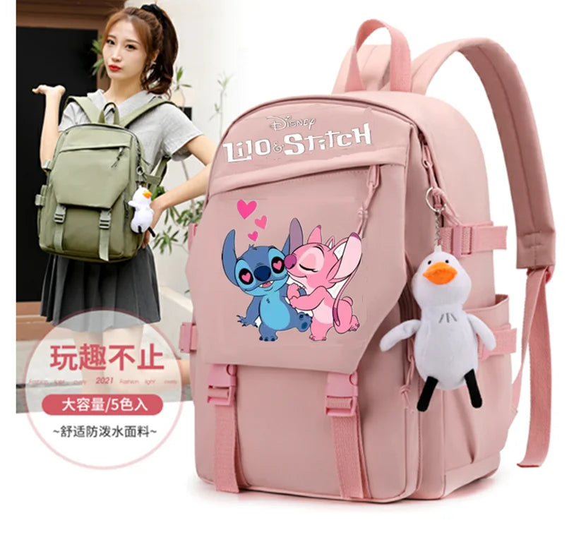 Stitch Student Backpack College Book School Bag Lady Backpacks Mesh Nylon