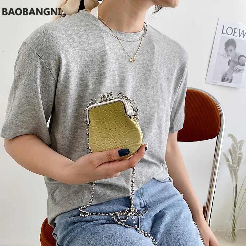 Stone Pattern PU Mini Shoulder Bag Women Lipstick Crossbody Bags