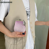 Stone Pattern PU Mini Shoulder Bag Women Lipstick Crossbody Bags