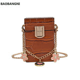 Stone Pattern Mini Box Bag PU Leather Women's Handbag