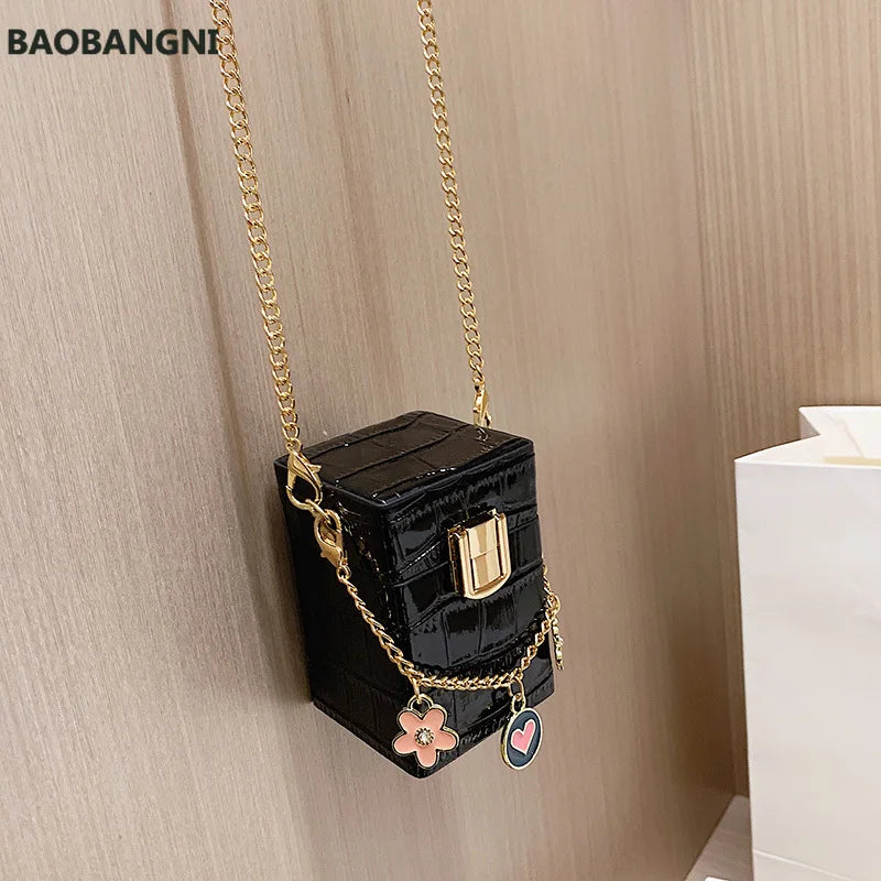 Stone Pattern Mini Box Bag PU Leather Women's Handbag