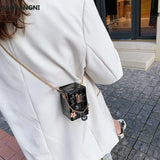Stone Pattern Mini Box Bag PU Leather Women's Handbag