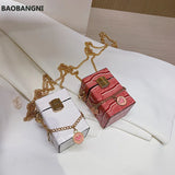 Stone Pattern Mini Box Bag PU Leather Women's Handbag