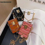 Stone Pattern Mini Box Bag PU Leather Women's Handbag