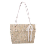 Small Lace Flower Straw Bag Western Style Beach Tote