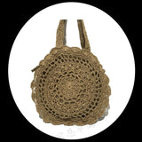 Vintage Straw Beach Bag Woven Shoulder Bag Large Circular Flower Hollow Out
