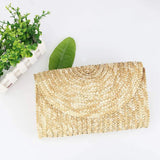 Brown Straw Clutch Purses for Women Summer Beach Handbags