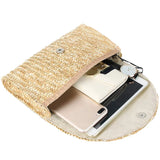 Brown Straw Clutch Purses for Women Summer Beach Handbags