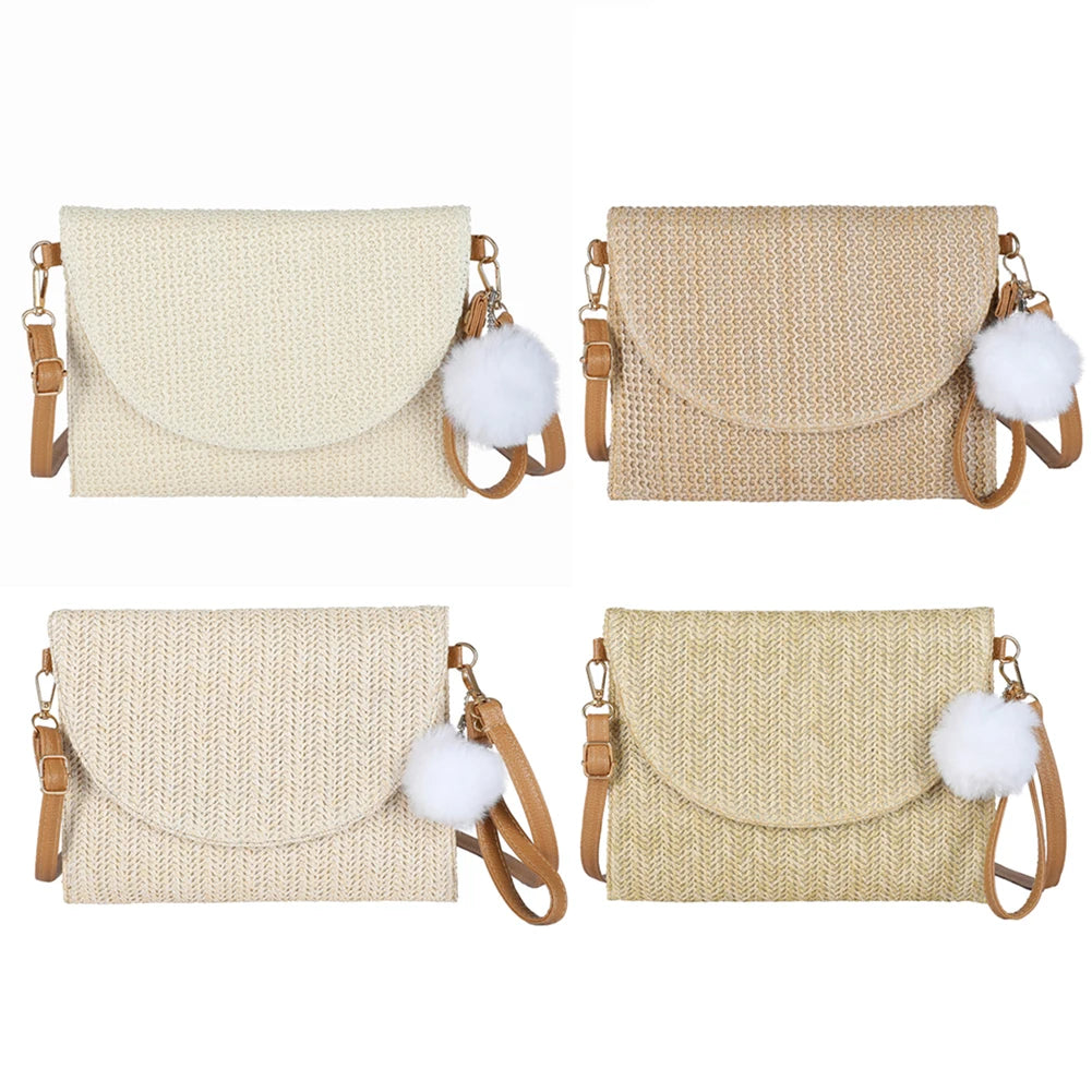 Straw Crossbody Bag Beach Envelope Purse Wallet