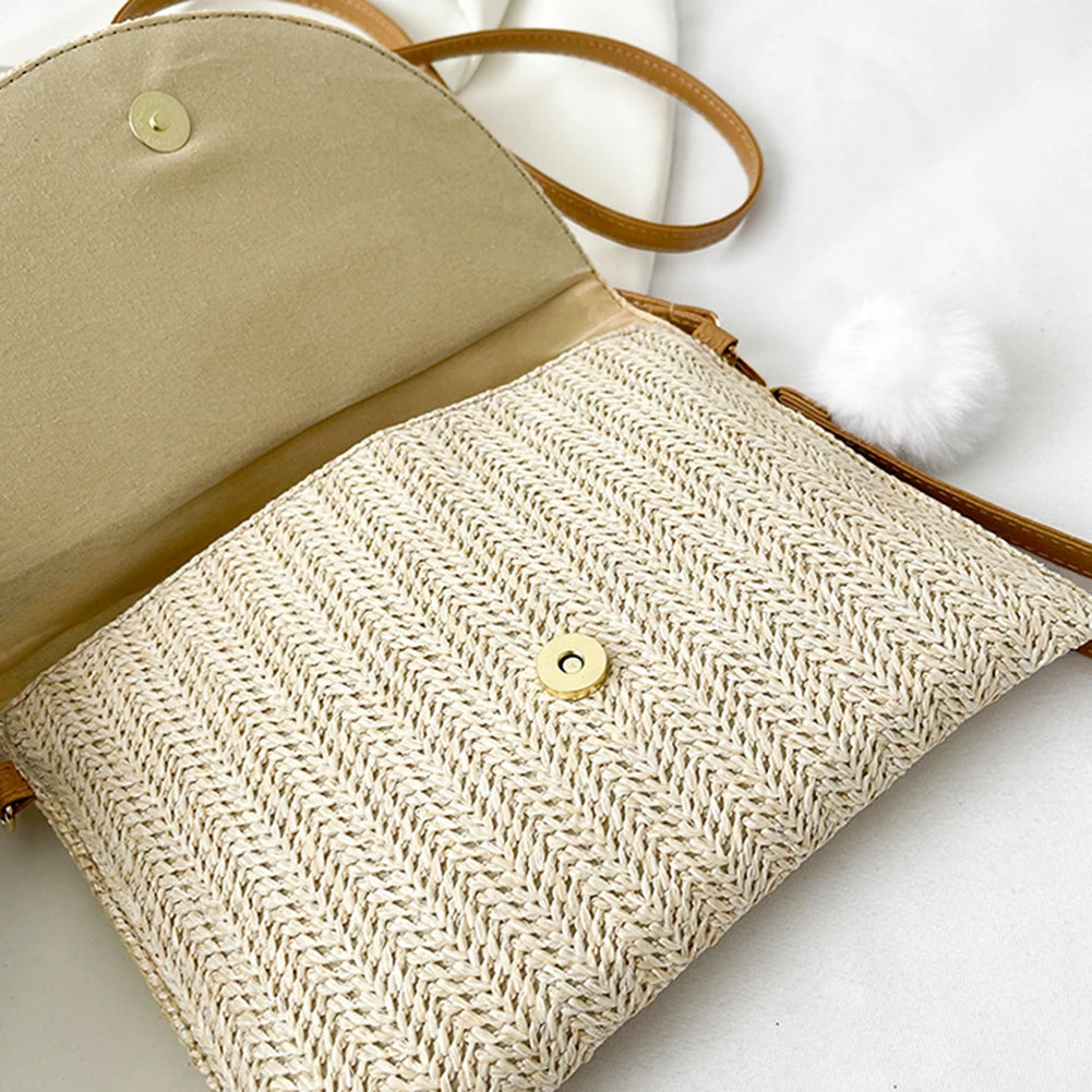 Straw Crossbody Bag Beach Envelope Purse Wallet