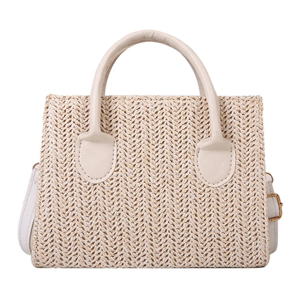 Straw Shoulder Bag Women Hand-Woven Crossbody Tote Purse
