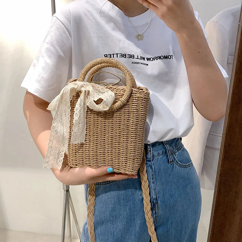 Straw Weave Handbags Women Bags Vacation Female Shoulder Bag Crossbody