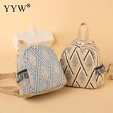 Straw Woven Small Travel Backpacks Women Shoulder School Bags