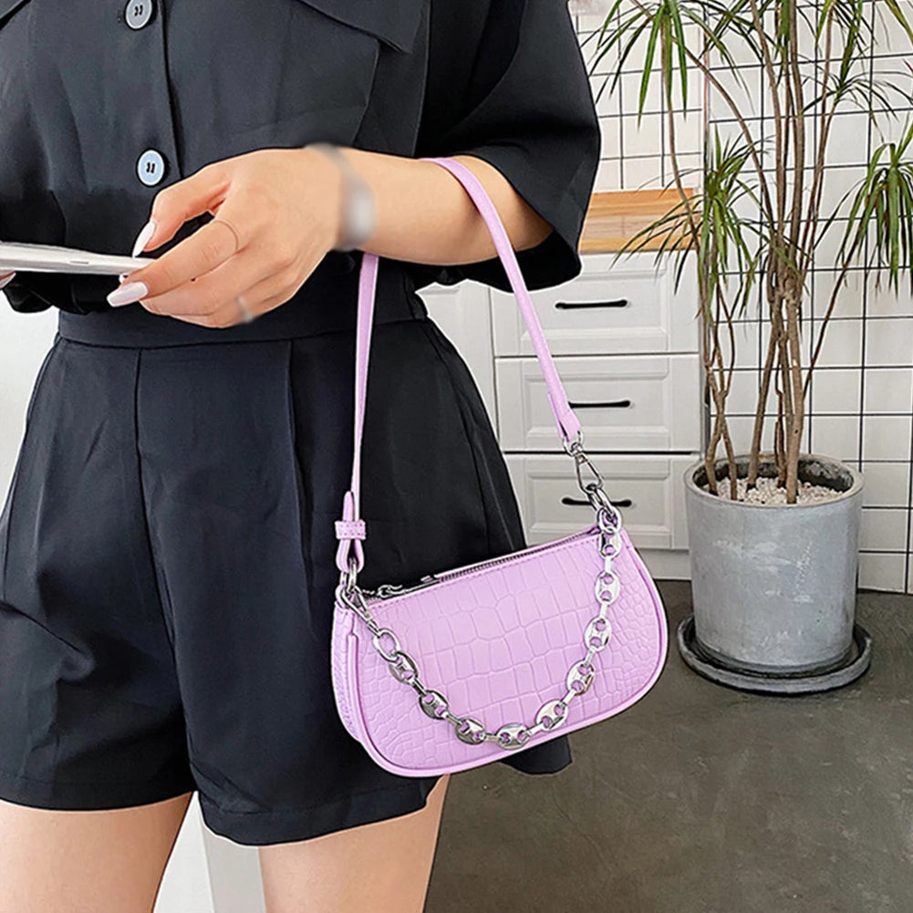 Street Retro Underarm Zipper Single Shoulder Small Crocodile Pattern
