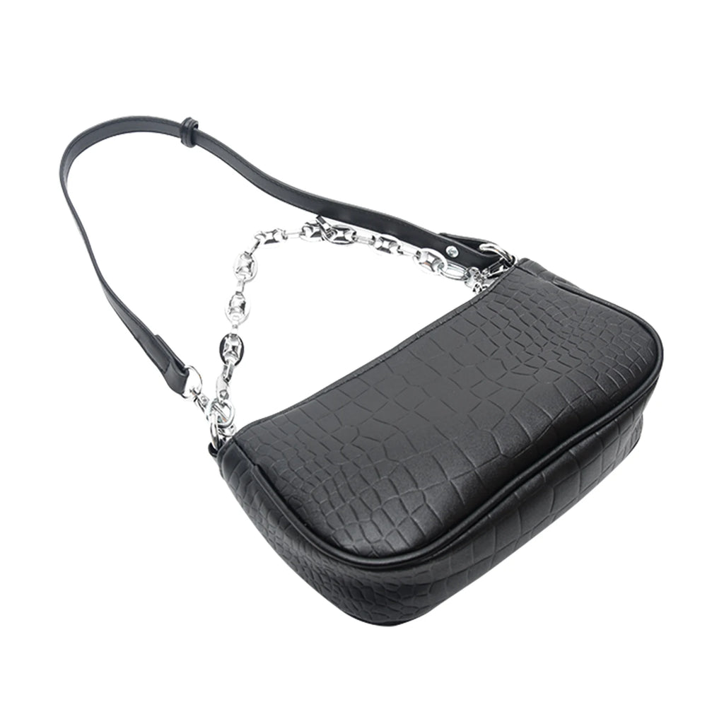 Street Retro Underarm Zipper Single Shoulder Small Crocodile Pattern