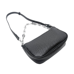 Street Retro Underarm Zipper Single Shoulder Small Crocodile Pattern