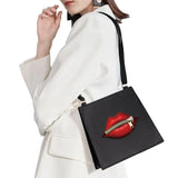 Retro Shoulder Bag Lady Messenger Bag Sexy Lip Pattern Party Dinner Bag