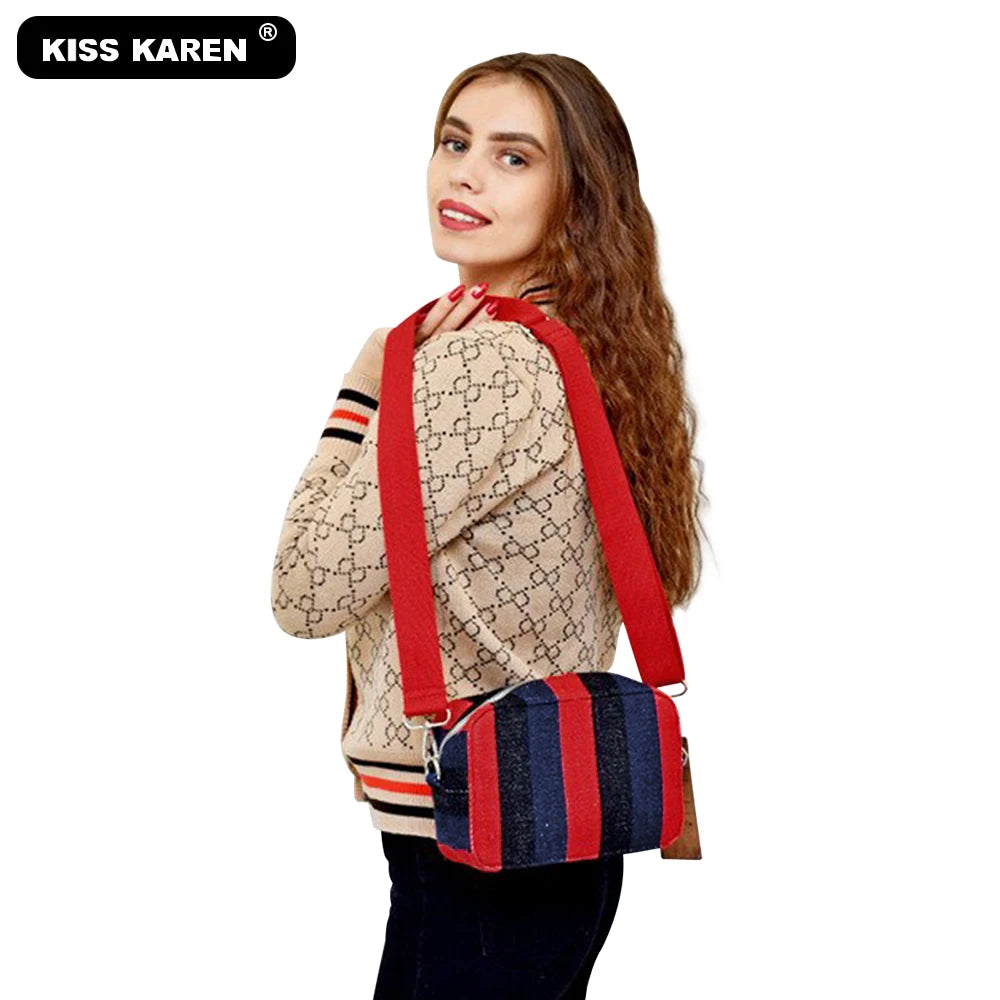 Striped Women Messenger Bags Women's Shoulder Bags Lady Purse Cross-body Bags