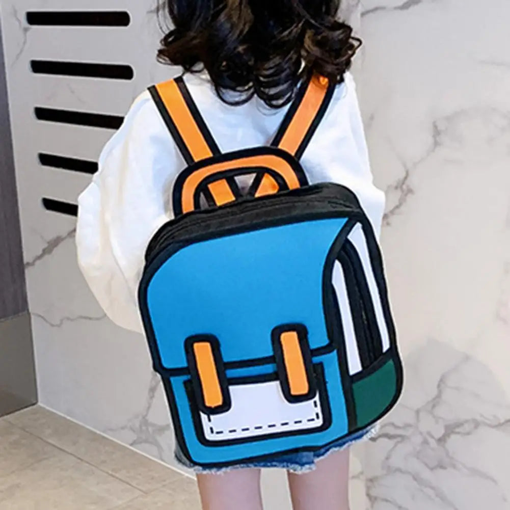 Cartoon Waterproof Student Backpack Smooth Zipper Unisex Book Storage