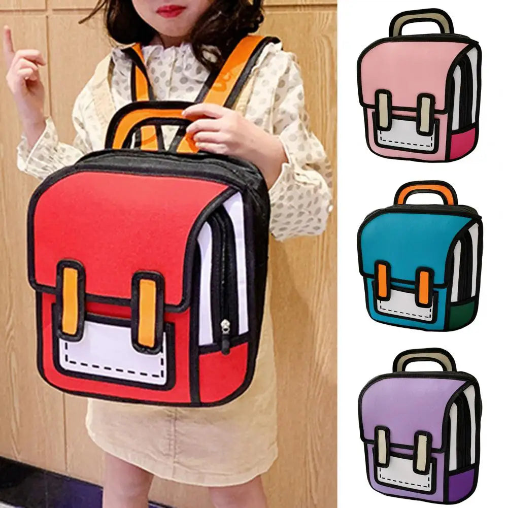 Cartoon Waterproof Student Backpack Smooth Zipper Unisex Book Storage