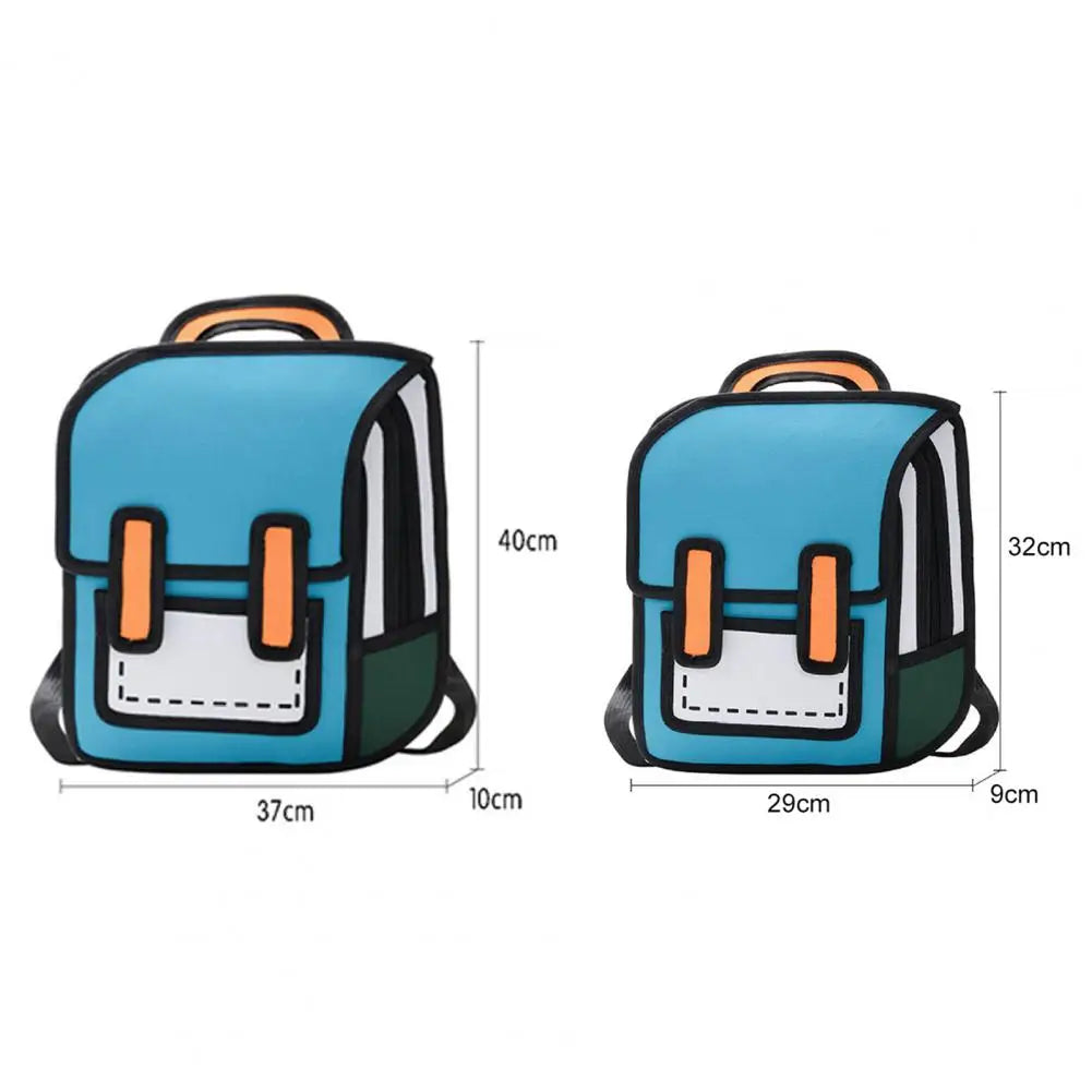 Cartoon Waterproof Student Backpack Smooth Zipper Unisex Book Storage