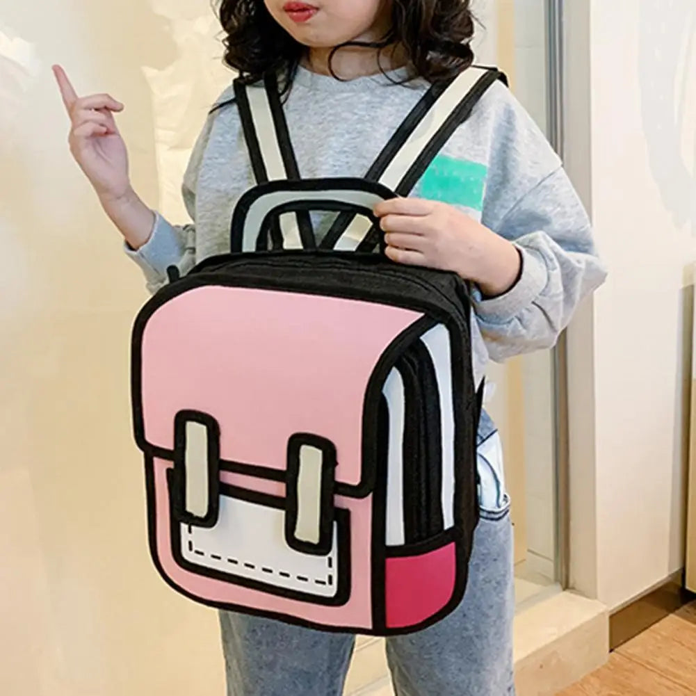 Cartoon Waterproof Student Backpack Smooth Zipper Unisex Book Storage