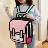 Cartoon Waterproof Student Backpack Smooth Zipper Unisex Book Storage