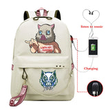 Canvas Kimetsu No Yaiba Anime Backpack School Bags Kpop Unisex Inosuke Hashibira