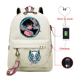 Canvas Kimetsu No Yaiba Anime Backpack School Bags Kpop Unisex Inosuke Hashibira