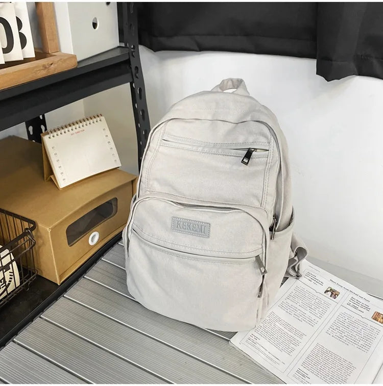 Student High Street Canvas Fabric School Book Laptop Backpack