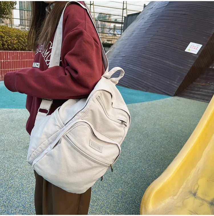 Student High Street Canvas Fabric School Book Laptop Backpack