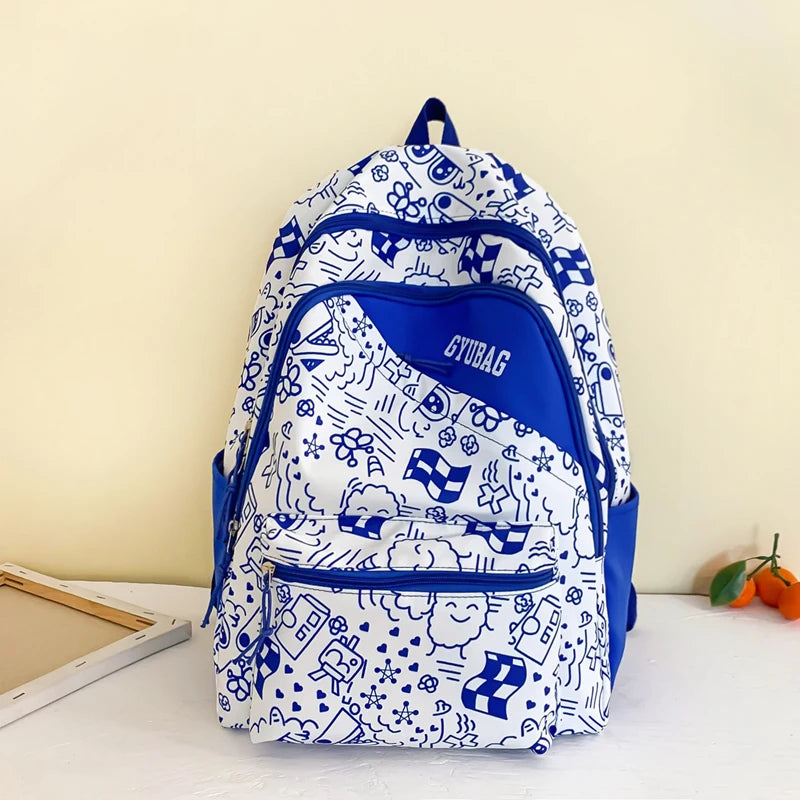 Student Nylon Cartoon Prints Backpack Bag