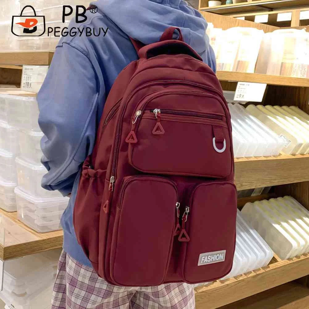 Student Schoolbag Solid Sports Knapsack Large Capacity Waterproof Nylon
