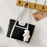 Casual Bear Print Canvas Shoulder Bag Women Larger Capacity Tote Bag