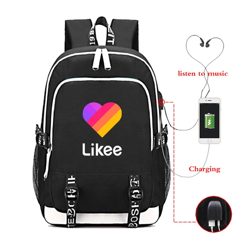 Student Travel Bag Laptop Backpack USB Charging Zipper Bookbag C235